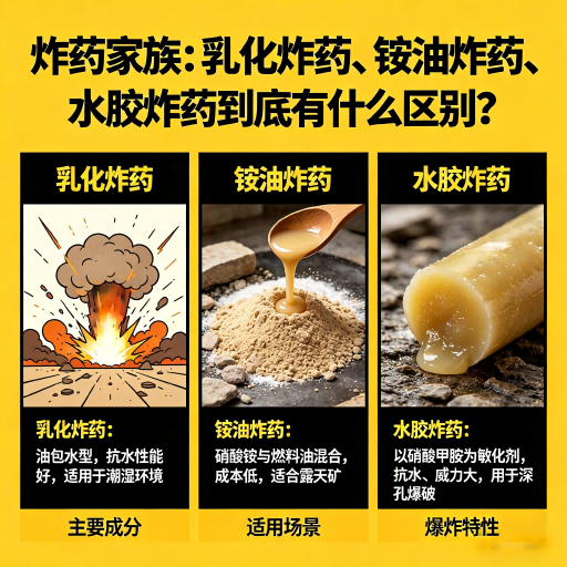 周矶管理区炸药家族：乳化炸药、铵油炸药、水胶炸药到底有什么区别？